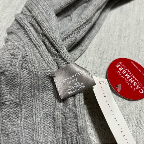Charter Club Light Gray Wool-Cashmere Scarf - Picture 2 of 3